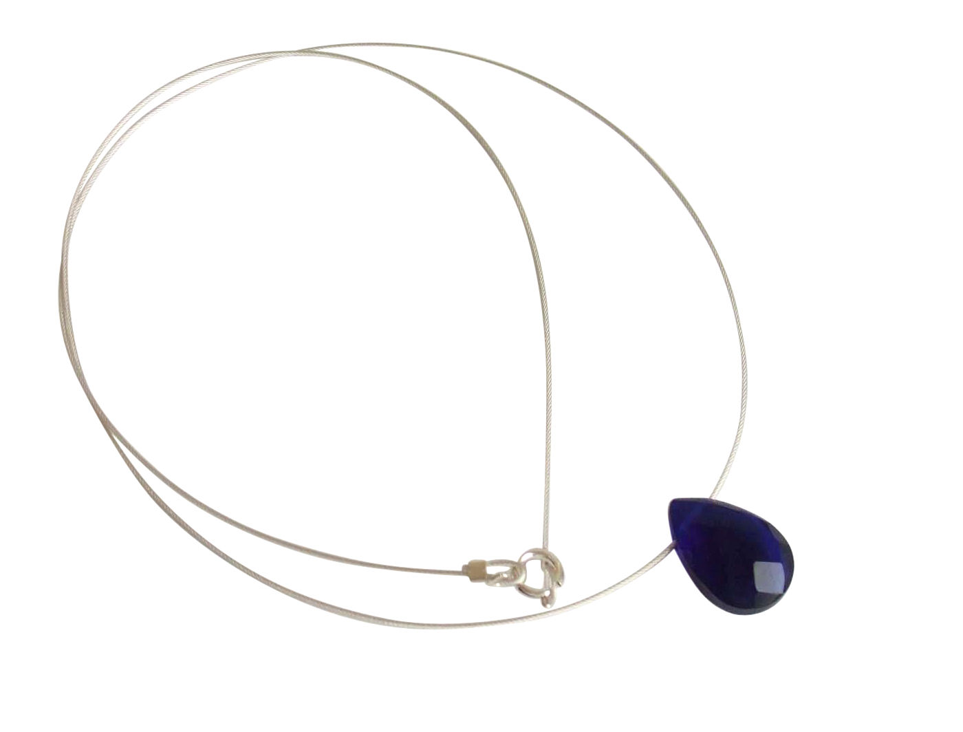 Tiefblaue Edelstein Halskette in 925 Silber