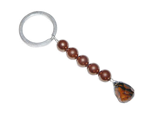 Gemstone Key Ring - South Sea Shell Pearls and Smoky Quartz in Solid Sterling Silver